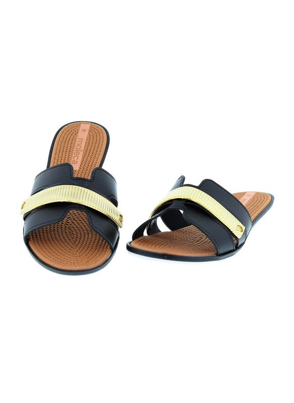Moleca Ladies Flat Sandals Black | Made In Brazil