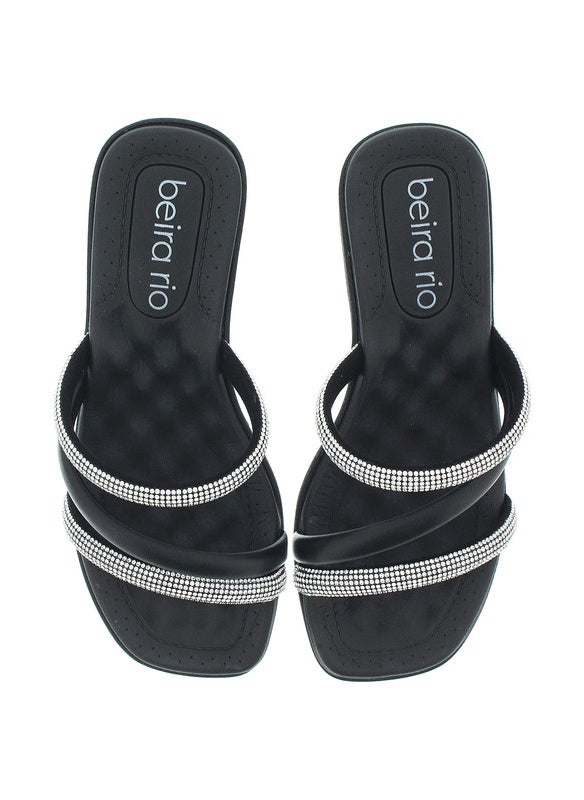 Beira Rio Ladies Flat Sandals Black | Made In Brazil