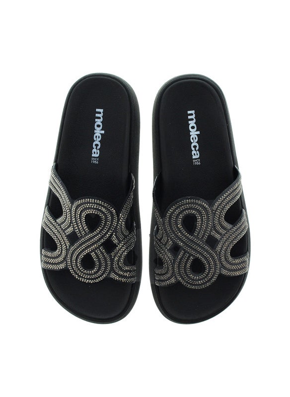 Moleca Ladies Flat Sandals Black | Made In Brazil