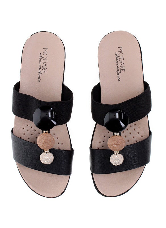 Modare Ladies Flat Sandals Black | Made In Brazil