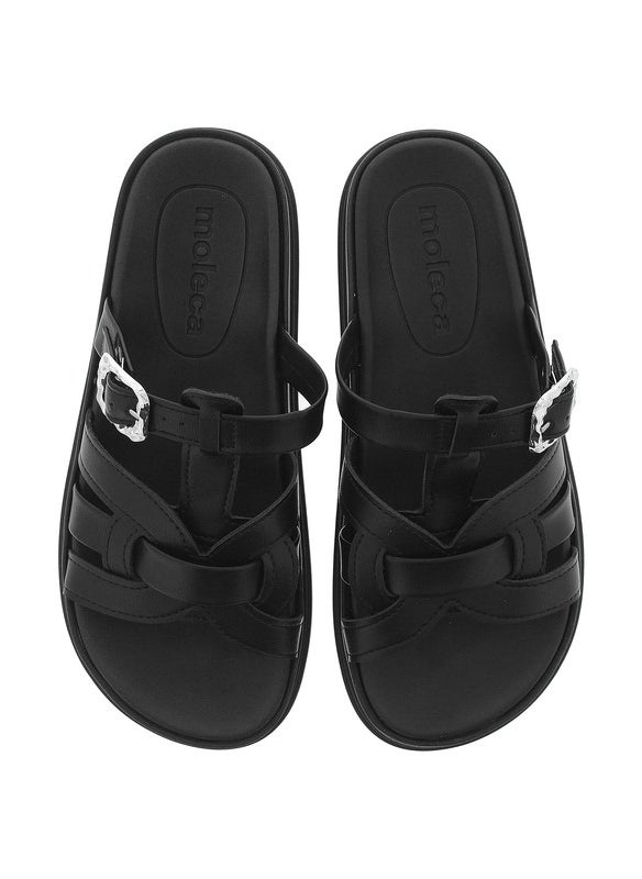 Moleca Ladies Flat Sandals Black | Made In Brazil