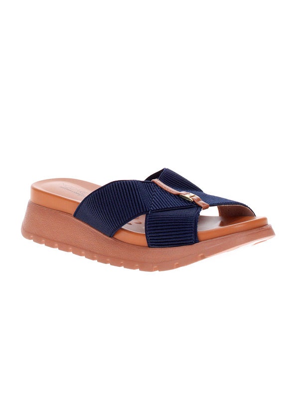 Modare Ladies Flat Sandals Navy Blue | Made In Brazil