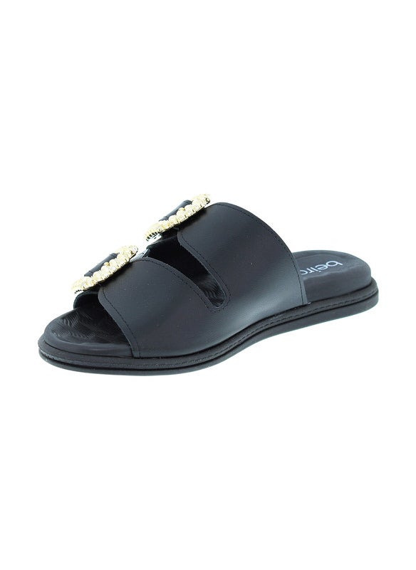 Beira Rio Ladies Flat Sandals Black | Made In Brazil