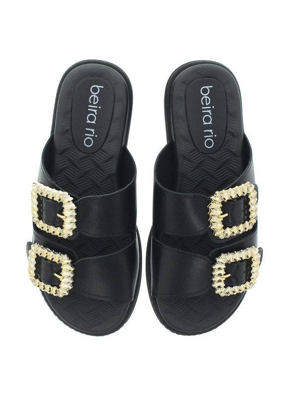 Beira Rio Ladies Flat Sandals Black | Made In Brazil