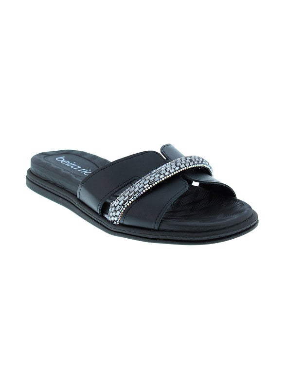 Beira Rio Ladies Flat Sandals Black | Made In Brazil