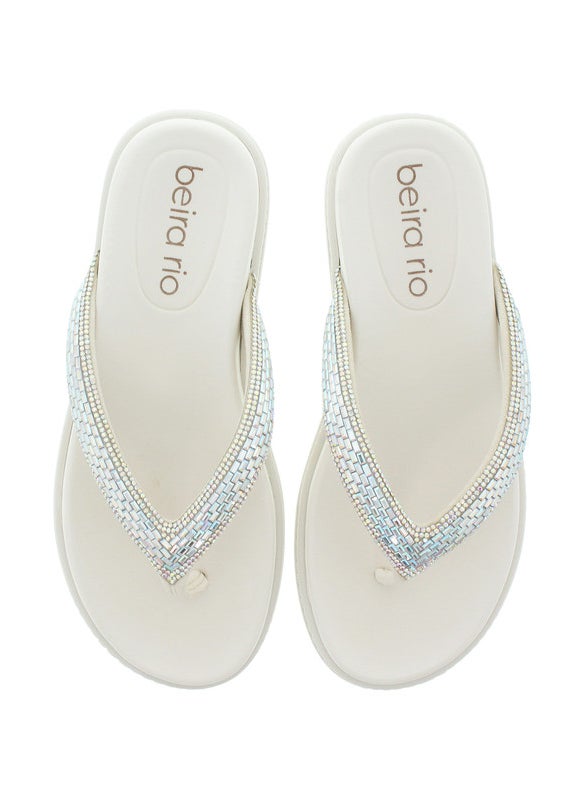 Beira Rio Ladies Flat Sandals Silver | Made In Brazil