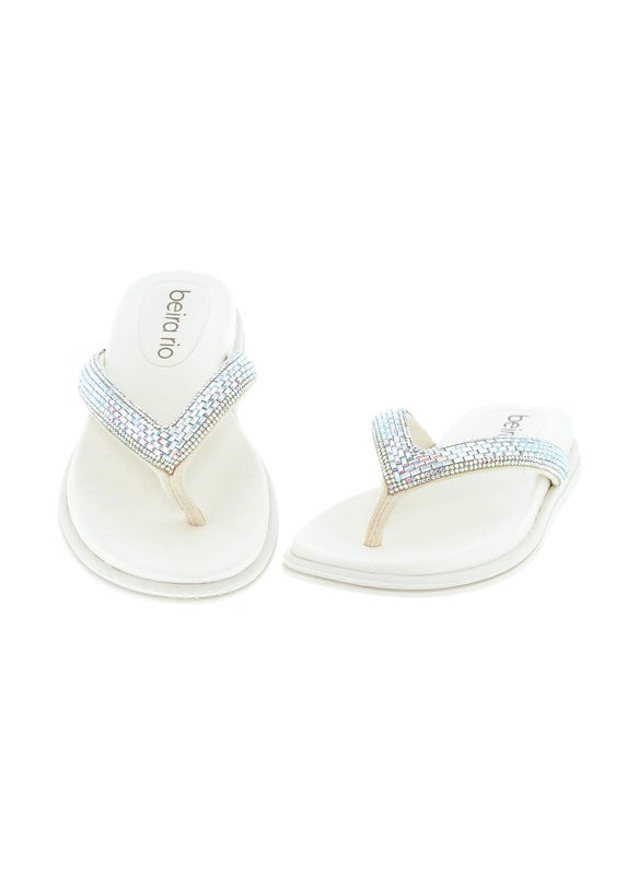 Beira Rio Ladies Flat Sandals Silver | Made In Brazil