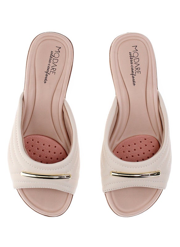 Modare Ladies Flat Sandals Beige | Made In Brazil