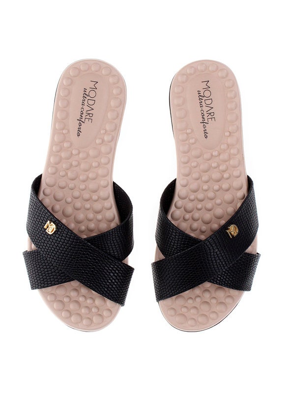 Modare Ladies Flat Sandals Black | Made In Brazil