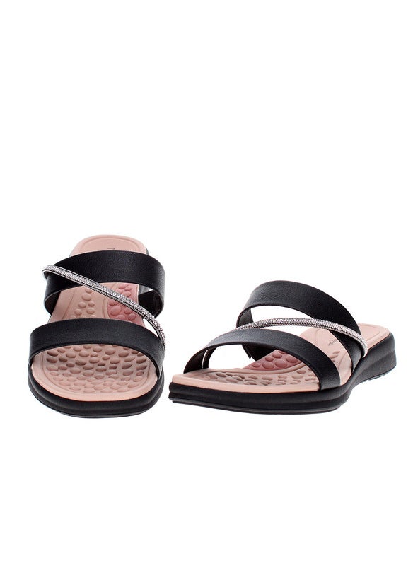 Modare Ladies Flat Sandals Black | Made In Brazil
