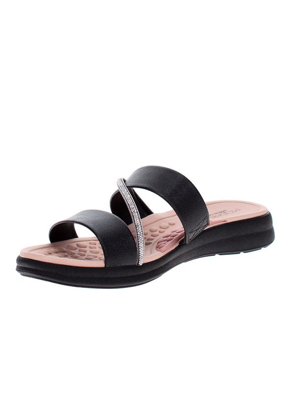 Modare Ladies Flat Sandals Black | Made In Brazil