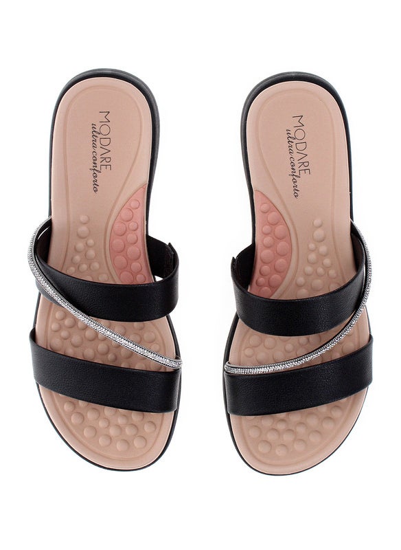Modare Ladies Flat Sandals Black | Made In Brazil