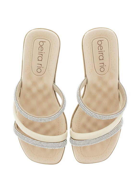 Beira Rio Ladies Flat Sandals Cream | Made In Brazil