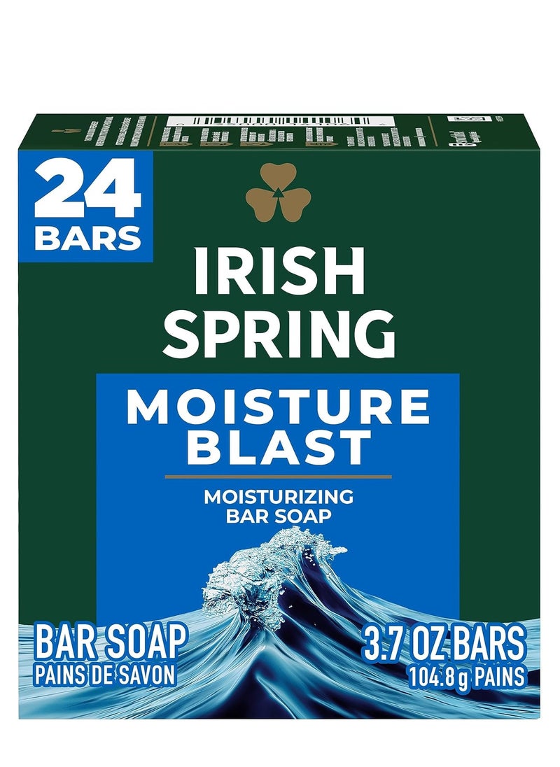Irish Spring Bar Soap for Men, Moisture Blast, 3.7 Oz, 24 Pack