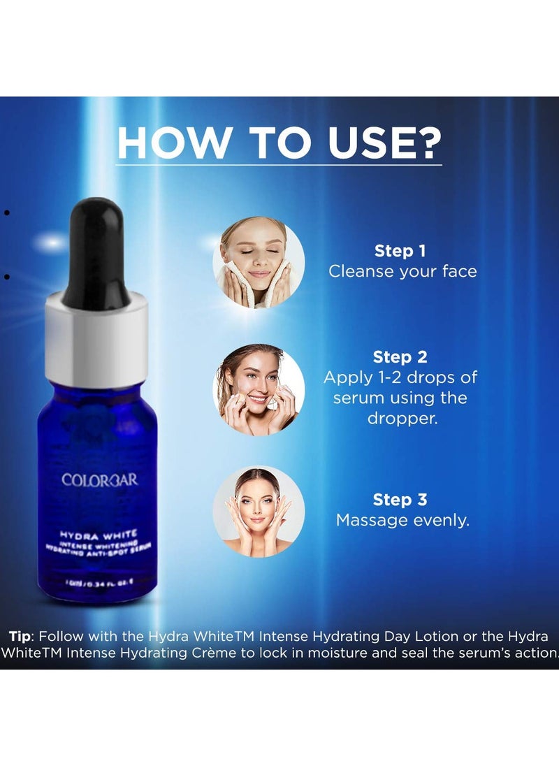 Hydra White Anti Spot Serum 10ml Instant Intense Hydration Illuminates Skin 4D Action Weightless Texture