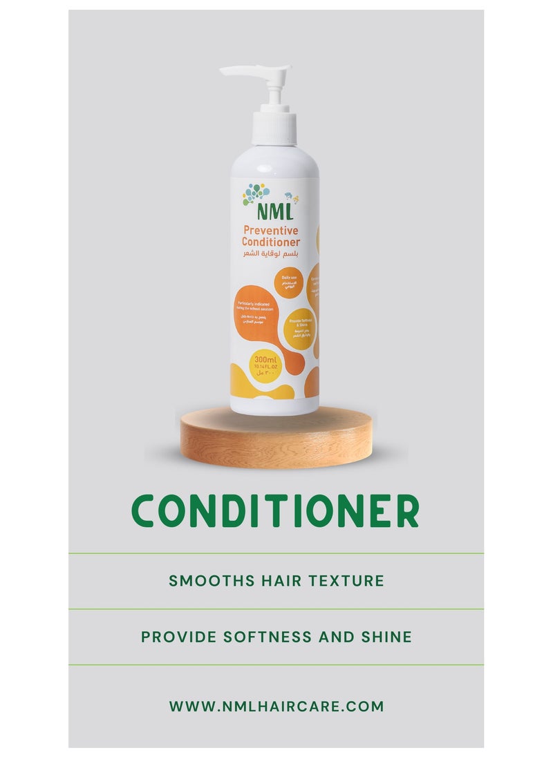NML Hair Care Anti-Lice Prevention Set, Shampoo and Conditioner 300ml Each with Free Squeeze Toy