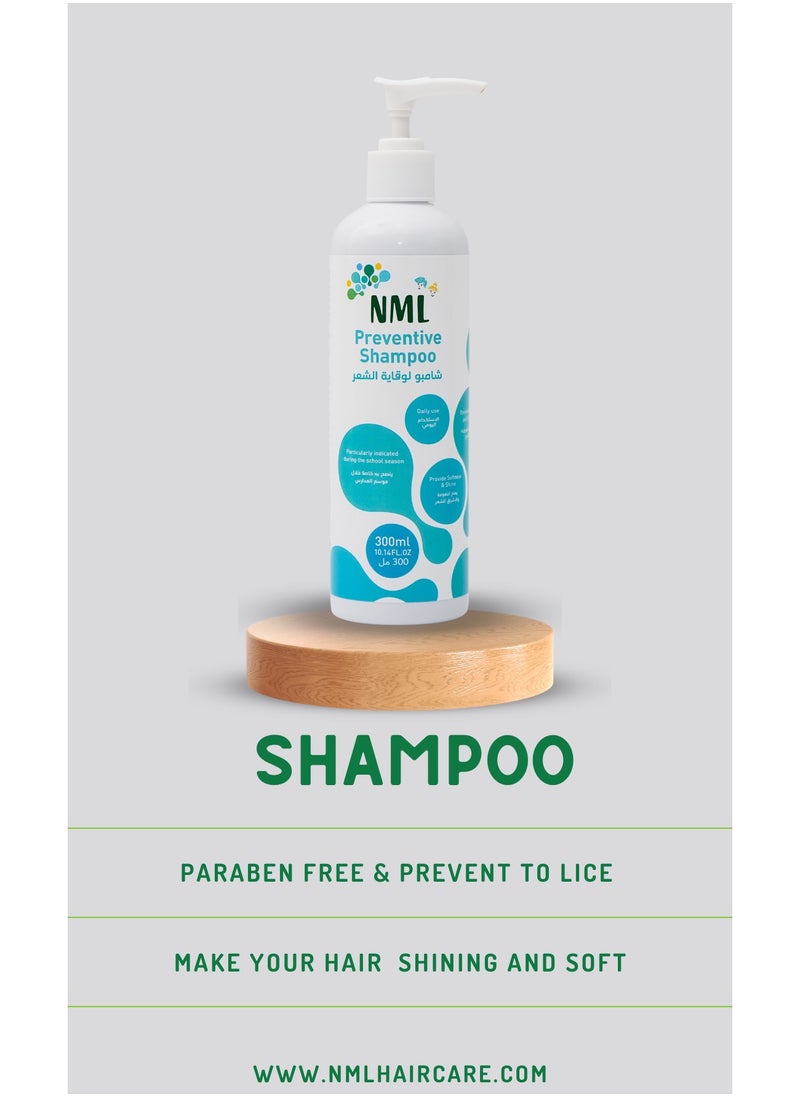 NML Hair Care Anti-Lice Prevention Set, Shampoo and Conditioner 300ml Each with Free Squeeze Toy