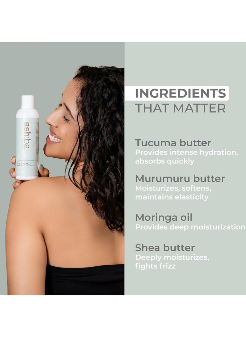 Curl Moisture Milk For Very Dry, Frizzy, Damaged, Curly & Wavy Hair | Leave In Cream with Moringa, Argan & Shea Butter For Deep Moisture, Frizz Control & Shine - 50ml