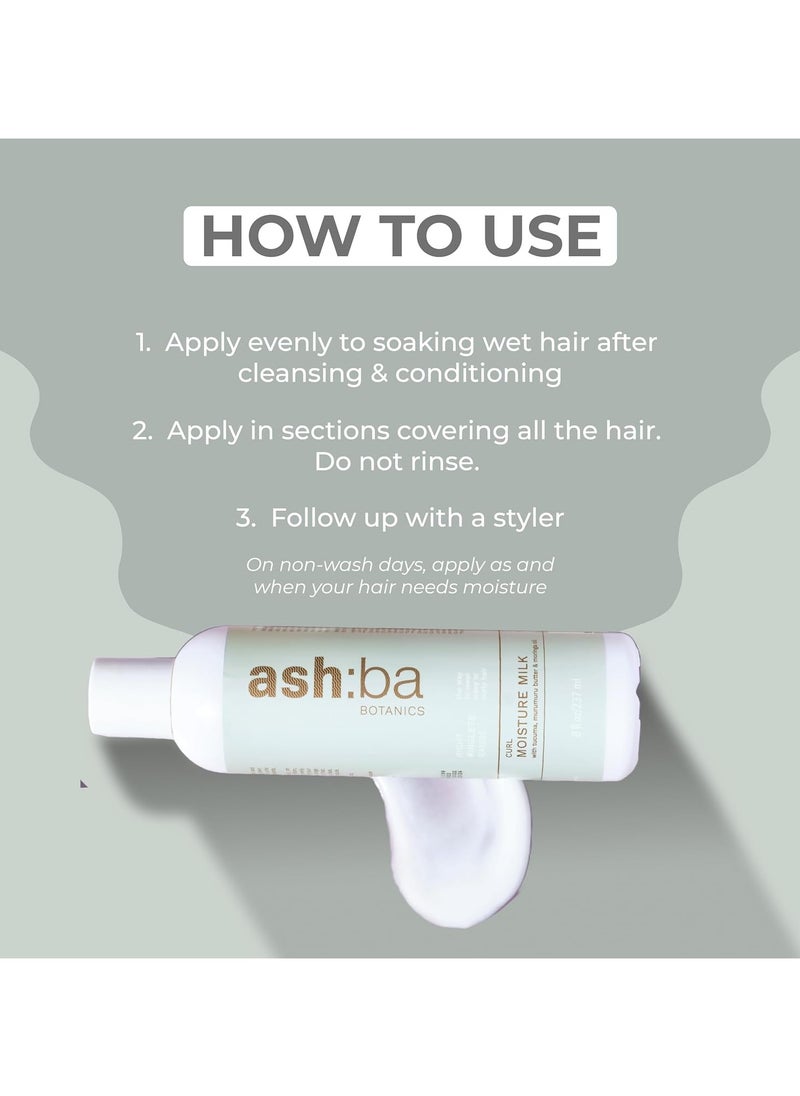 Curl Moisture Milk For Very Dry, Frizzy, Damaged, Curly & Wavy Hair | Leave In Cream with Moringa, Argan & Shea Butter For Deep Moisture, Frizz Control & Shine - 50ml