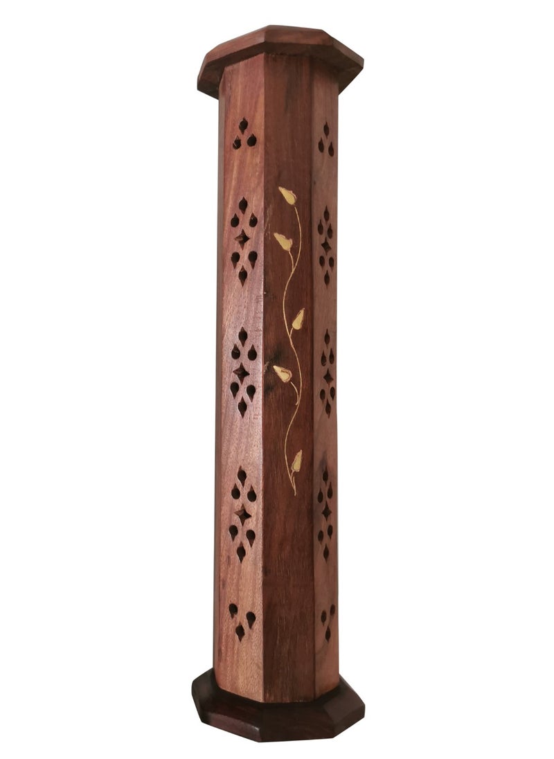 Wooden Tower-Shaped Incense Stick Holder – Elegant Mabkhara Design for Home Fragrance & Décor | Lobaan & Bakhoor Burner, Aromatherapy & Meditation Accessory