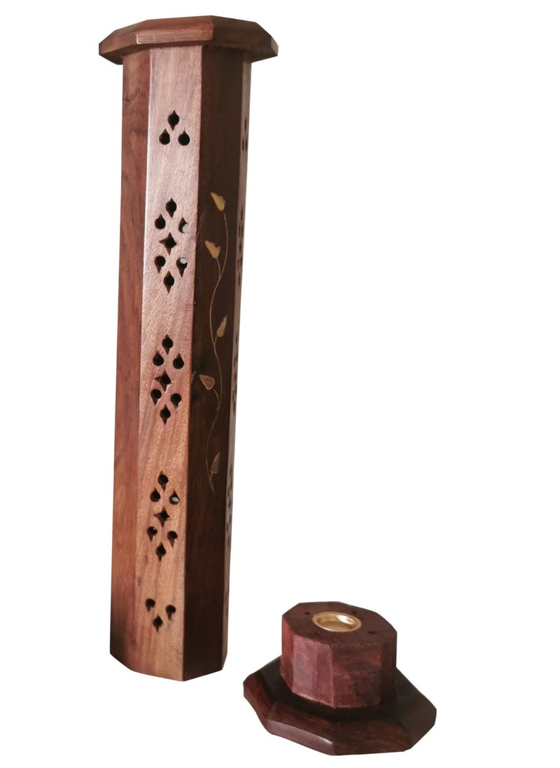 Wooden Tower-Shaped Incense Stick Holder – Elegant Mabkhara Design for Home Fragrance & Décor | Lobaan & Bakhoor Burner, Aromatherapy & Meditation Accessory