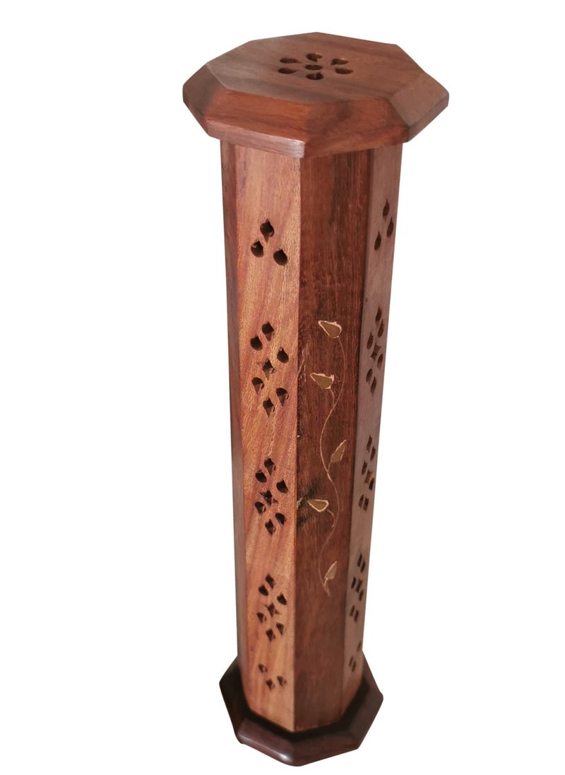 Wooden Tower-Shaped Incense Stick Holder – Elegant Mabkhara Design for Home Fragrance & Décor | Lobaan & Bakhoor Burner, Aromatherapy & Meditation Accessory