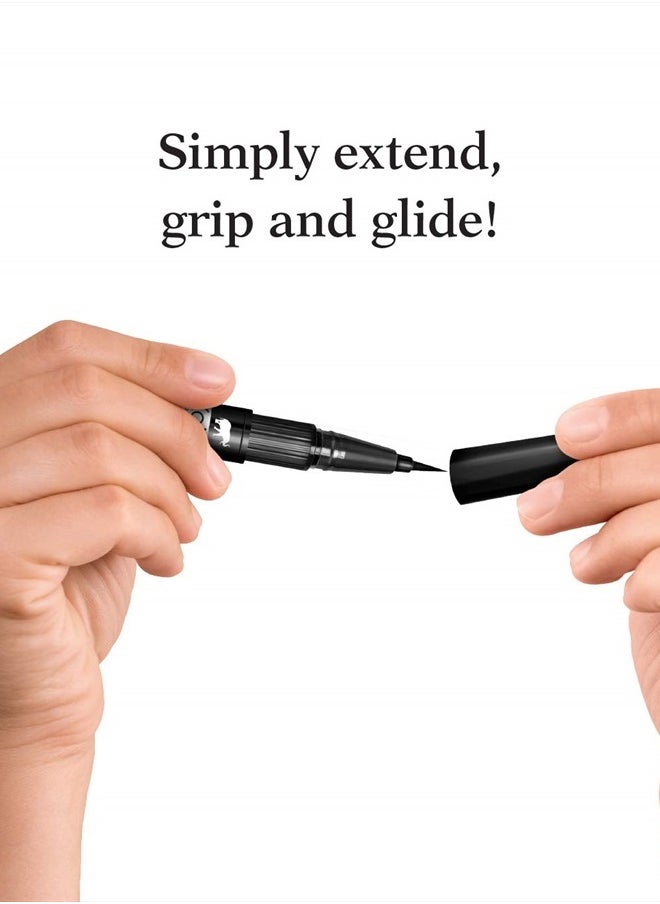 Retractable Liquid Eyeliner, Pointed Felt Tip, Waterproof & Smudge Free, Long-lasting, Vegan, Cruelty-Free