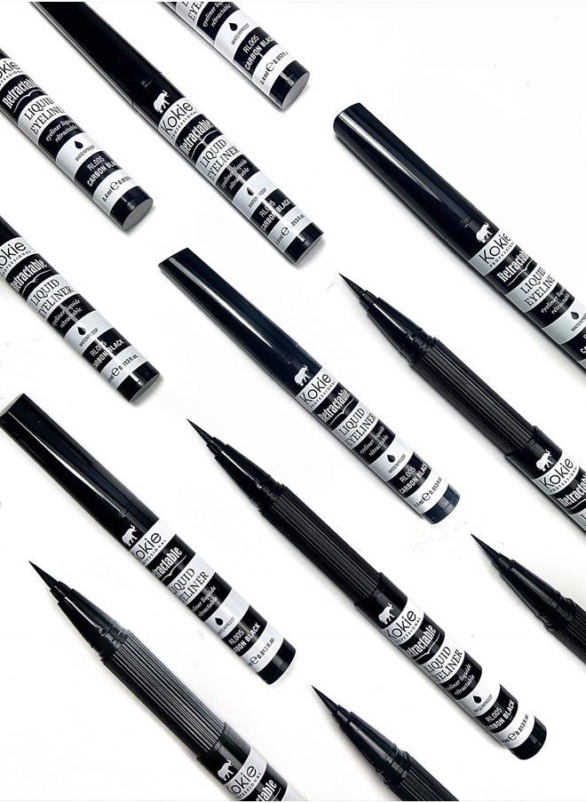 Retractable Liquid Eyeliner, Pointed Felt Tip, Waterproof & Smudge Free, Long-lasting, Vegan, Cruelty-Free