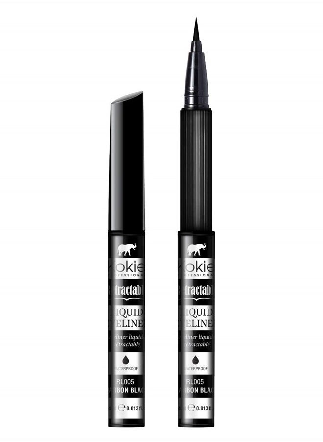 Retractable Liquid Eyeliner, Pointed Felt Tip, Waterproof & Smudge Free, Long-lasting, Vegan, Cruelty-Free