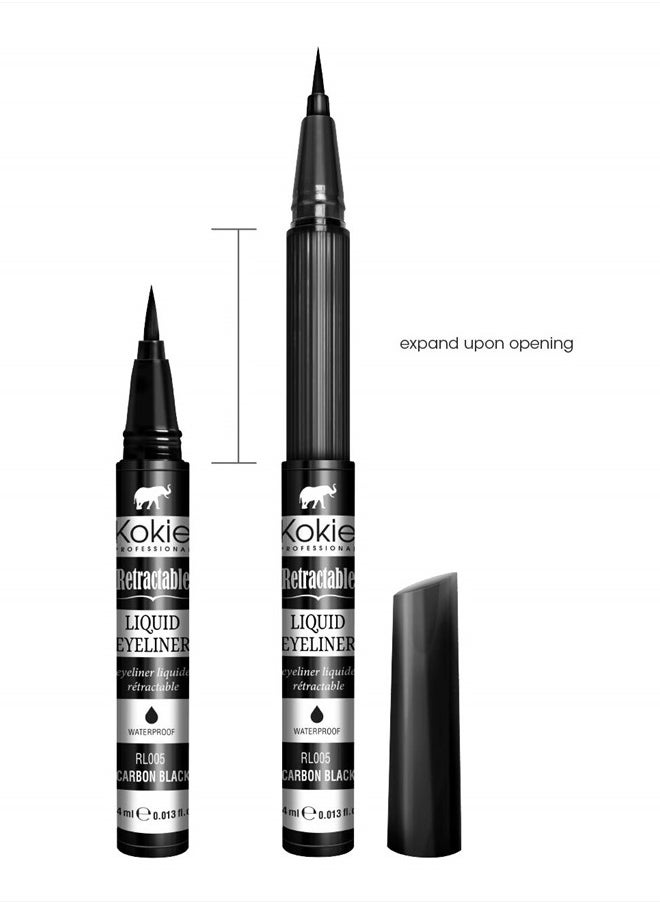 Retractable Liquid Eyeliner, Pointed Felt Tip, Waterproof & Smudge Free, Long-lasting, Vegan, Cruelty-Free