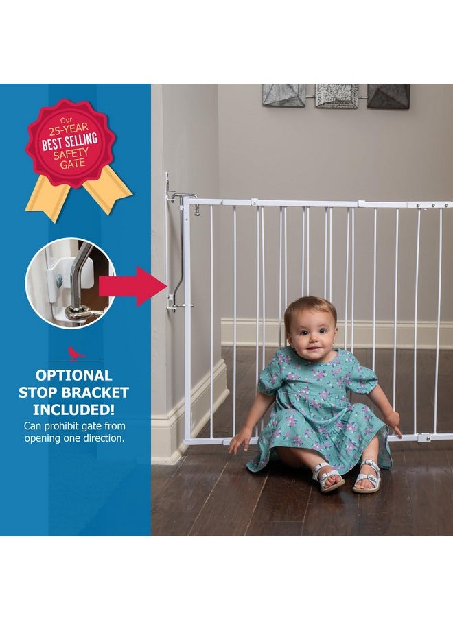 Mg25 Duragate Baby Gate - Adjustable Dog Gate - Steel Safety Gate For Kids & Pets - 26.5 To 41.5 Inches Wide - White