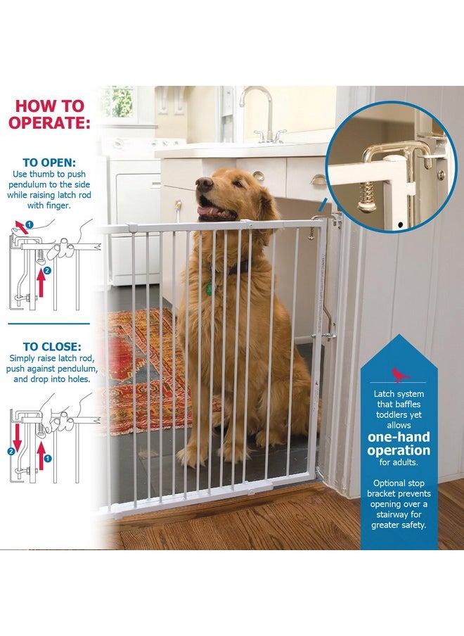 Mg25 Duragate Baby Gate - Adjustable Dog Gate - Steel Safety Gate For Kids & Pets - 26.5 To 41.5 Inches Wide - White