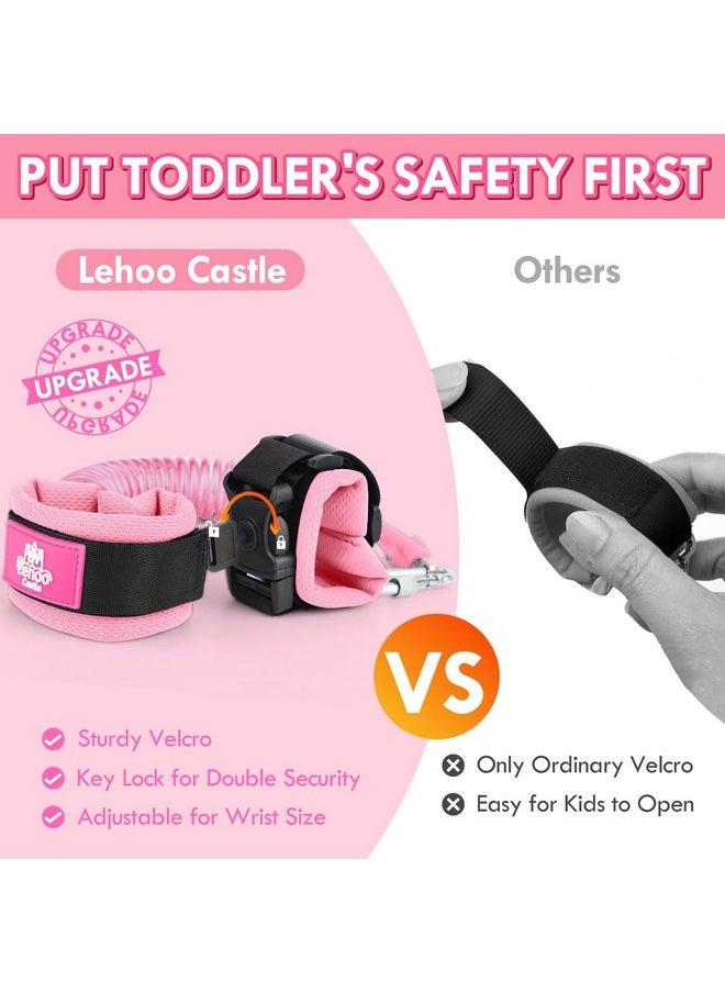 Toddlers Leash For Walking + Key Lock Design Anti Lost Wrist Link, 3 In 1 Baby Leash Kids Wrist Link For Toddlers, Safety Harness Belt Strap Wristband (Pink Butterfly Girls Leash)
