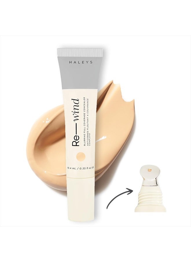 Re-wind Blurring Full Coverage Concealer (Light/Medium - Warm), Brighten, Reduce redness, dark circles and fine lines, Non-Caking, Longwear, Nourishes, Lightweight, Soft-Matte Finish, V + CF