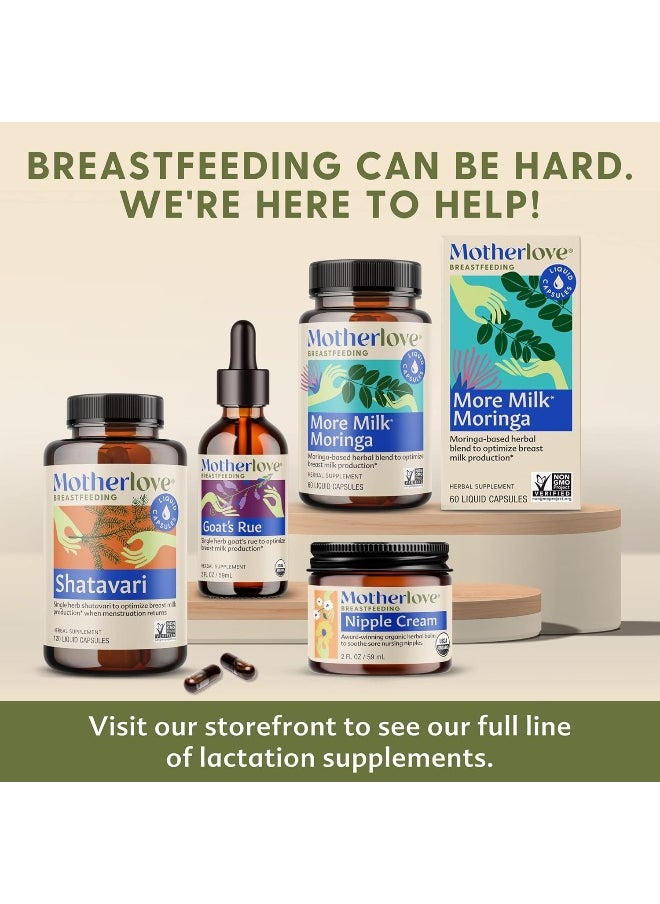 Motherlove - Goat’s Rue, Potent Herbal Breastfeeding Supplement, Supports Mammary Tissue Growth and Breast Milk Supply, Alcohol-Free Vegan Liquid Capsules with Organic Herb, 60 ct.