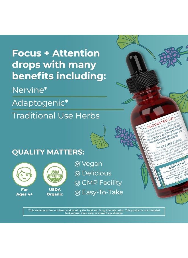 Kids Focus Support Supplement by MaryRuth's, Natural Brain Support Vitamin, Adrenal Complex with Astragalus Root, Gingko Leaf & Wood Betony Herb, 1 Month Supply, 1 Fl Oz