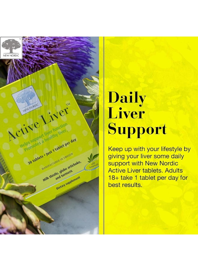 New Nordic Active Liver, 30 Tablets Daily Liver Detoxifier and Regenerator with Milk Thistle Extract, Artichoke Extract and Turmeric