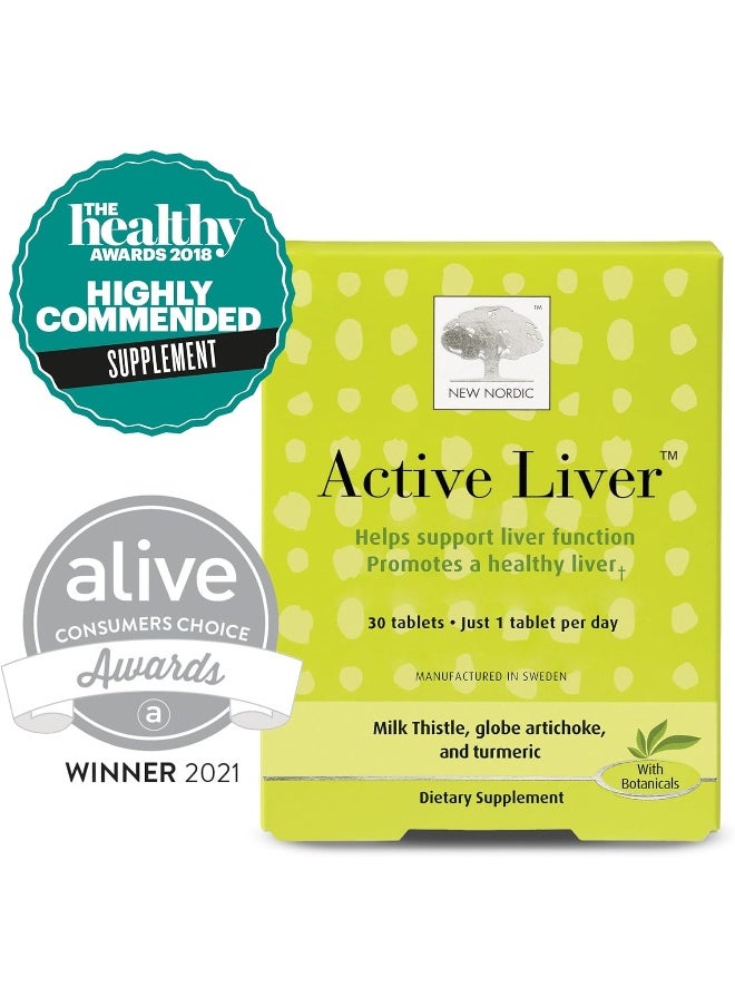 New Nordic Active Liver, 30 Tablets Daily Liver Detoxifier and Regenerator with Milk Thistle Extract, Artichoke Extract and Turmeric