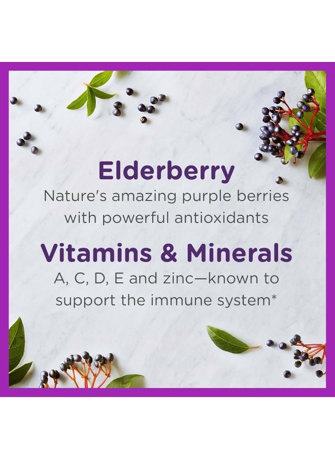 Zarbee's Elderberry Gummies for Kids with Vitamin C; Zinc & Elderberry; Daily Children's Immune Support Vitamins Gummy for Children Ages 2 and Up; Natural Berry Flavor; 42 Count