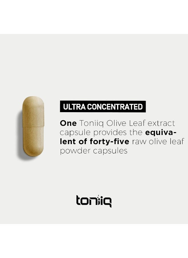 Toniiq 22,500mg 45x Concentrated Ultra High Strength Olive Leaf Extract - Min. 50% Oleuropein - Highly Concentrated and Bioavailable - 120 Veggie Capsules