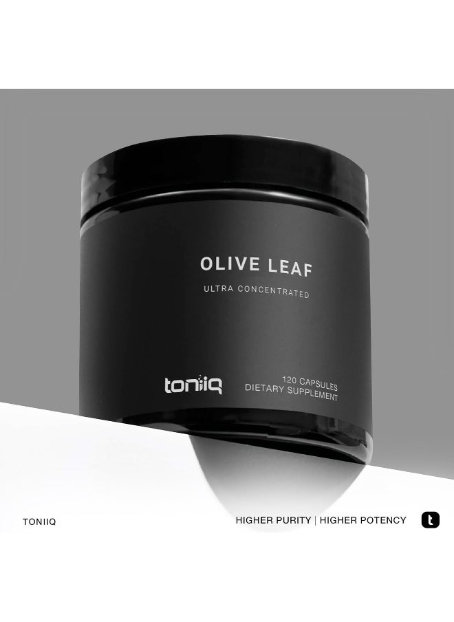 Toniiq 22,500mg 45x Concentrated Ultra High Strength Olive Leaf Extract - Min. 50% Oleuropein - Highly Concentrated and Bioavailable - 120 Veggie Capsules