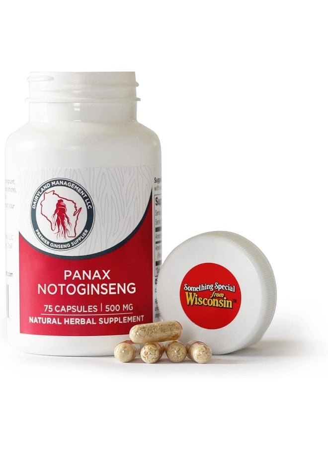 Dairyland Management LLC Tienchi Ginseng, Notoginseng, Capsule 500mg Potent Ground Ginseng Root - No Fillers, Binders or Other Additives