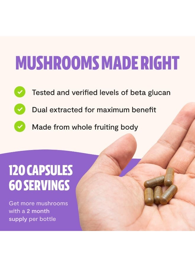 FreshCap Lion's Mane Mushroom Supplement - Natural Nootropic for Brain Health, Cognition and Mood- Two Month Supply (120 Capsules) - Organic and Dual Extracted 1000 mg