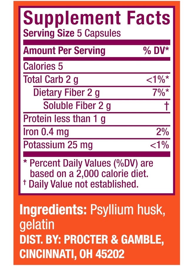Metamucil, Daily Psyllium Husk Powder Supplement, 3-in-1 Fiber for Digestive Health, Plant Based Fiber, 300ct Capsules