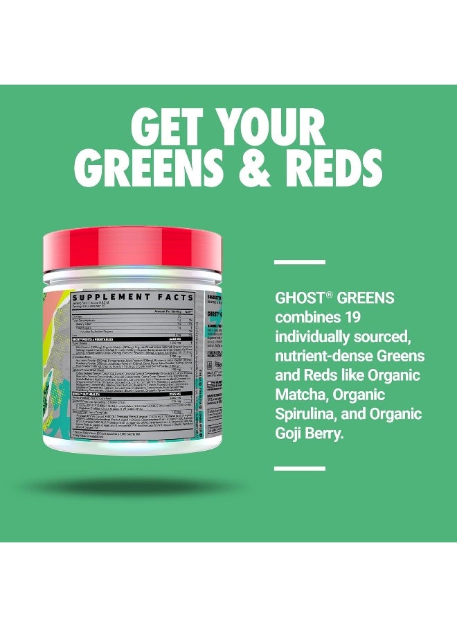 GHOST Greens Superfood Powder- 30 Servings - 19 Super Greens & Reds, Fruits, Vegetables, Spirulina, & Chlorella, Prebiotics, 10 Billion CFU Probiotic & Digestive Enzymes (30 srv, Guava Berry)