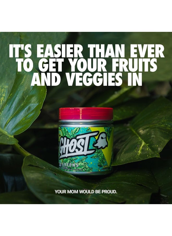 GHOST Greens Superfood Powder- 30 Servings - 19 Super Greens & Reds, Fruits, Vegetables, Spirulina, & Chlorella, Prebiotics, 10 Billion CFU Probiotic & Digestive Enzymes (30 srv, Guava Berry)