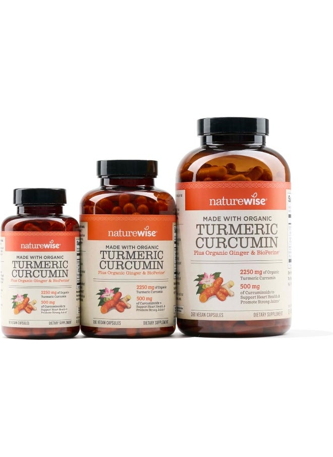 NatureWise Curcumin Turmeric 2250mg | 95% Curcuminoids & BioPerine Black Pepper Extract | Advanced Absorption for Cardiovascular Health Joint Support | Gluten Free Non-GMO [1 Month Supply - 90 Count]