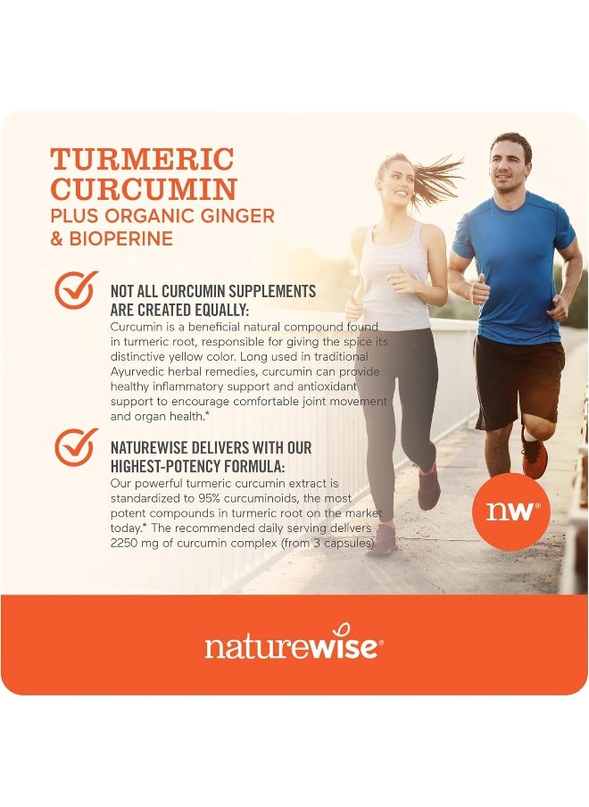 NatureWise Curcumin Turmeric 2250mg | 95% Curcuminoids & BioPerine Black Pepper Extract | Advanced Absorption for Cardiovascular Health Joint Support | Gluten Free Non-GMO [1 Month Supply - 90 Count]