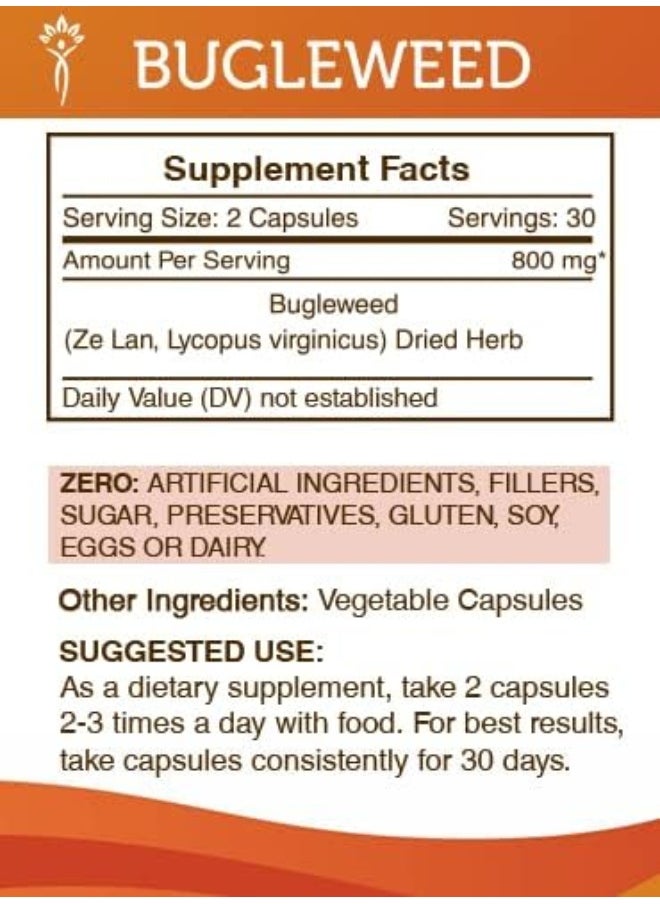 Secrets of the Tribe Bugleweed 60 Capsules, 800 mg, Bugleweed (Lycopus Virginicus) Dried Herb