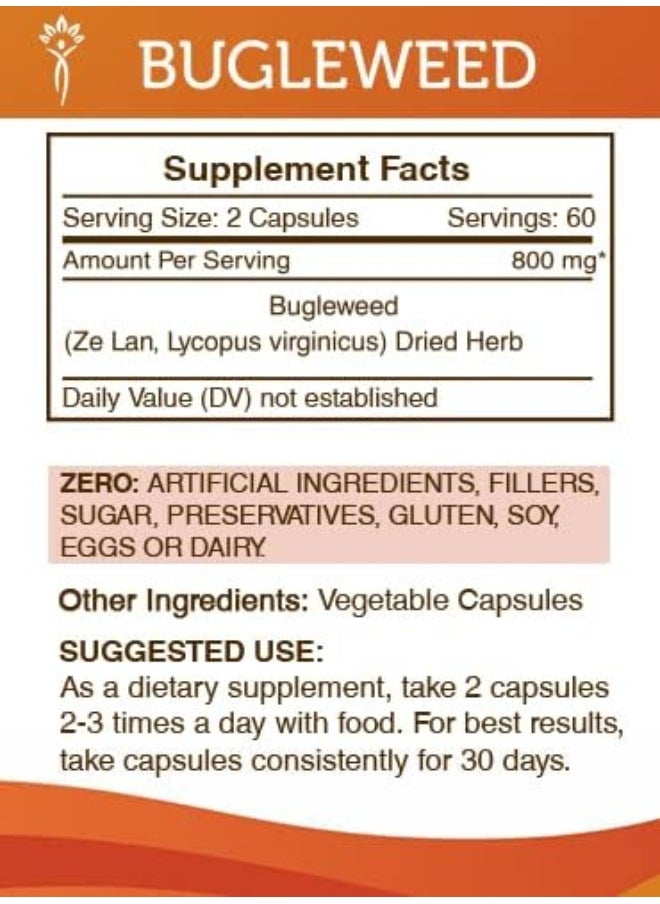 Secrets of the Tribe Bugleweed 120 Capsules, 800 mg, Bugleweed (Lycopus Virginicus) Dried Herb